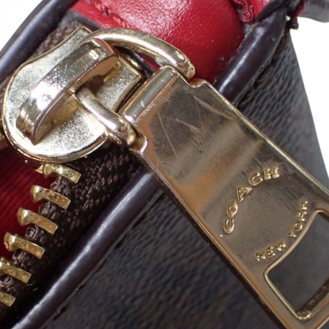COACH Signature Tote with Red Handles
