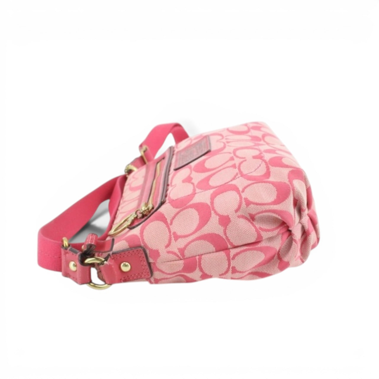 COACH Signature Pink Shoulder Bag with Heart Charm