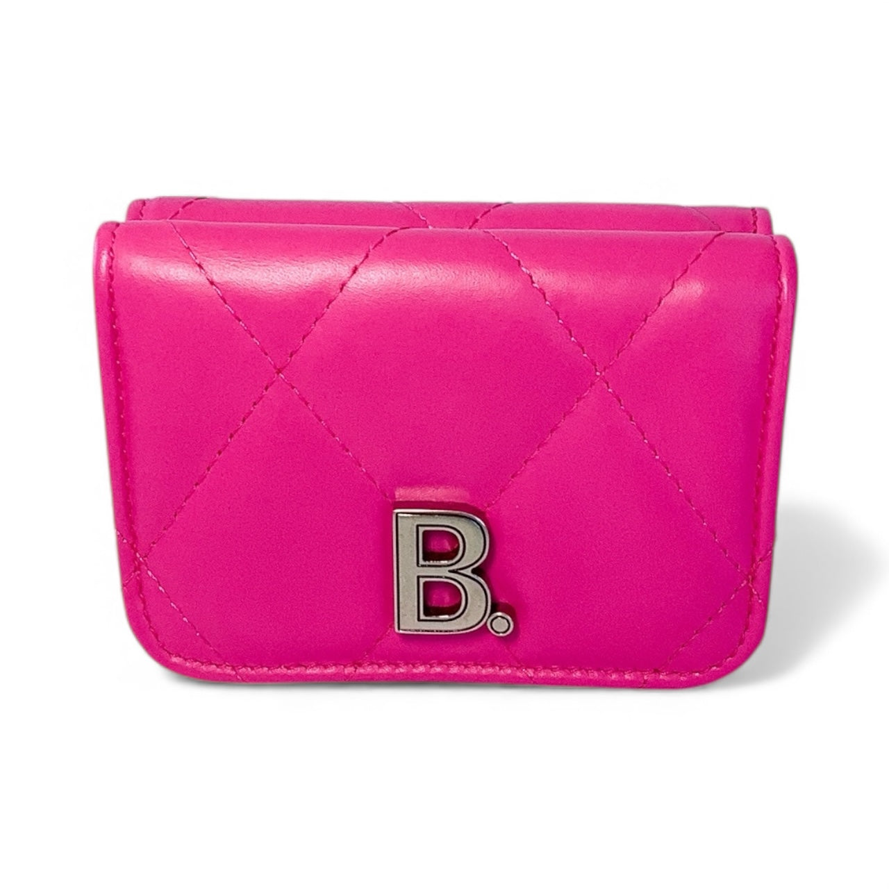 Balenciaga Pink Quilted Leather Card Holder / Mini Wallet