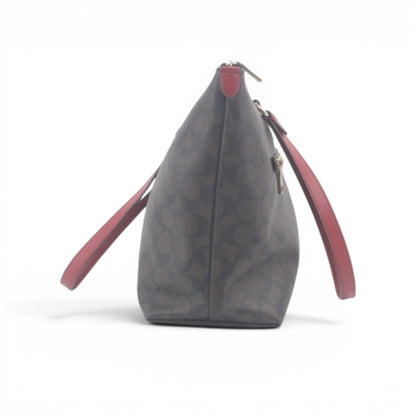 COACH Signature Tote with Red Handles
