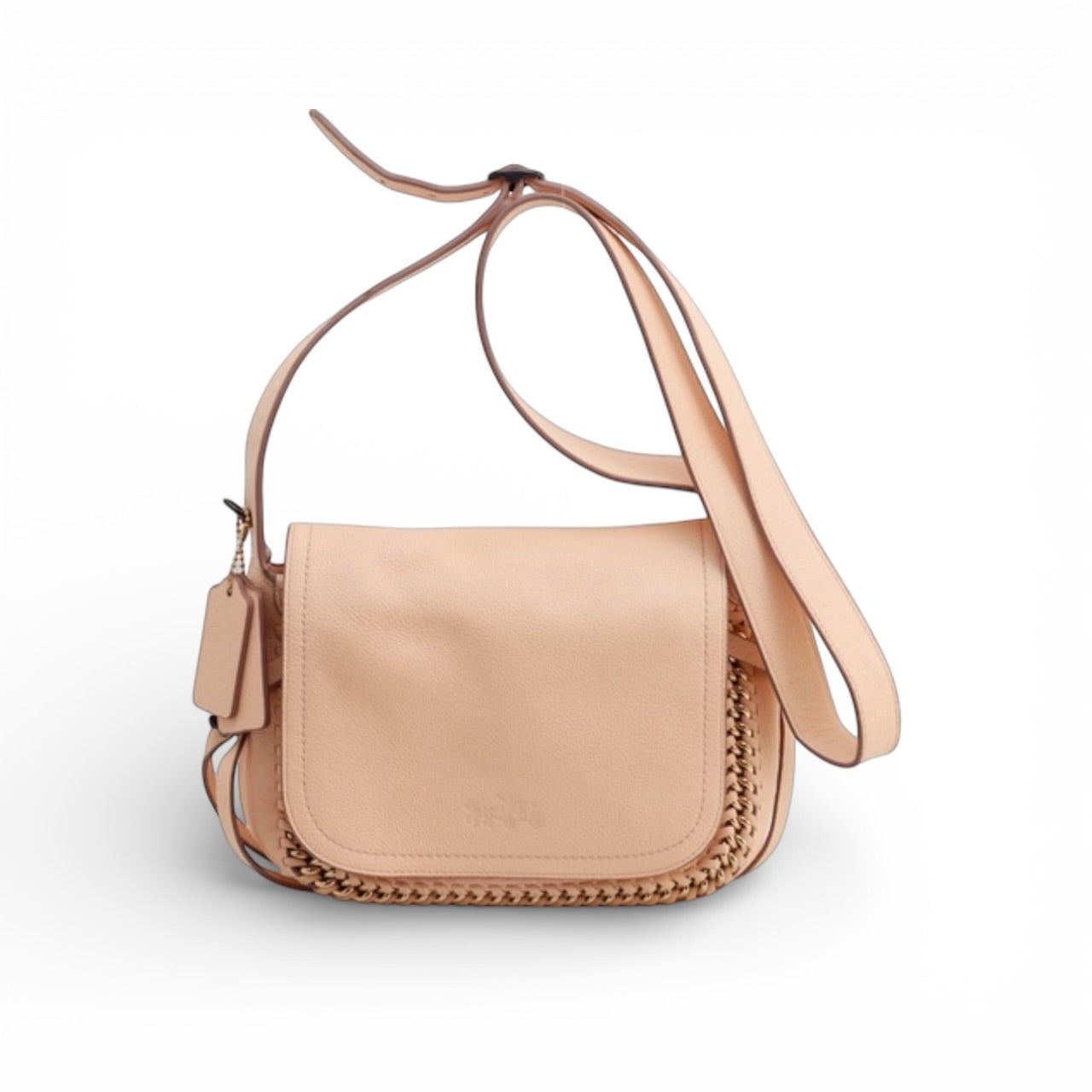 Coach Nude Leather Shoulder Bag with Chain Detail