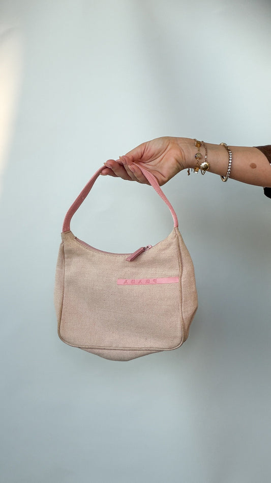 PRADA PINK CANVAS HANDBAG