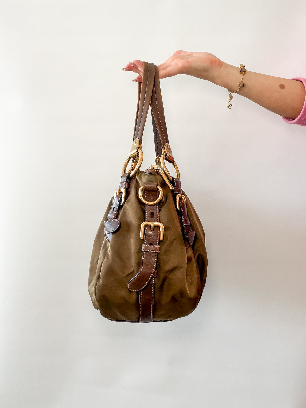 Prada Tessuto Nylon Shoulder Bag – Khaki