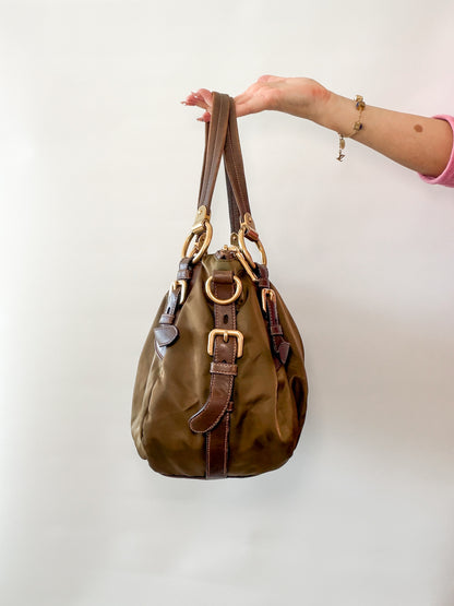 Prada Tessuto Nylon Shoulder Bag – Khaki