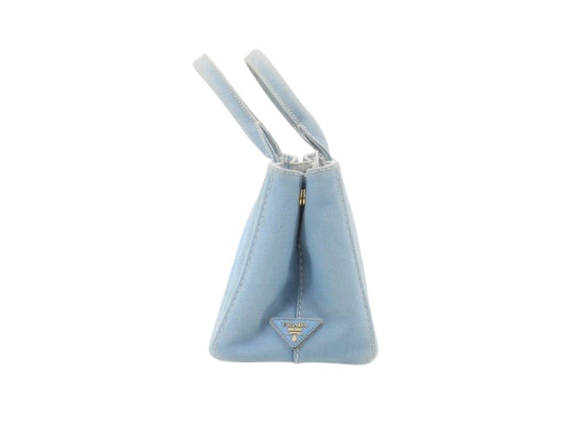 Prada Blue Canapa Canvas Tote Bag