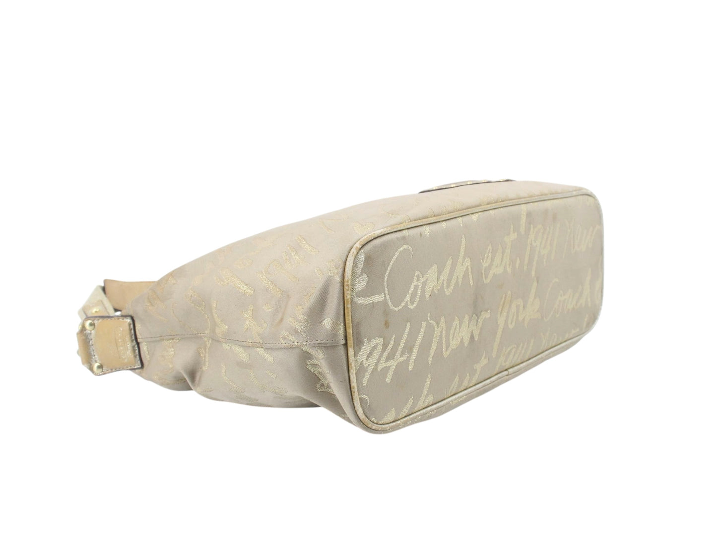 Coach Gold Script Shoulder Bag with Heart Detail