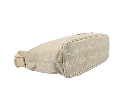 Coach Gold Script Shoulder Bag with Heart Detail