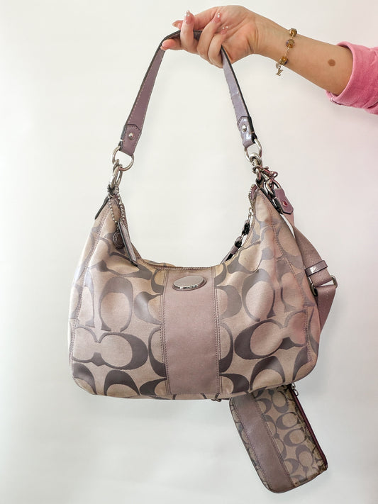 Coach Lilac Signature Shoulder Bag with Matching Pouch
