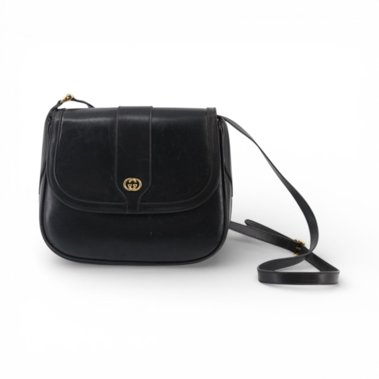 Gucci Interlocking Leather Shoulder Bag – Black