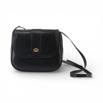 Gucci Interlocking Leather Shoulder Bag – Black