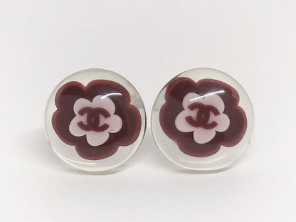 Chanel Camellia CC Resin Stud Earrings
