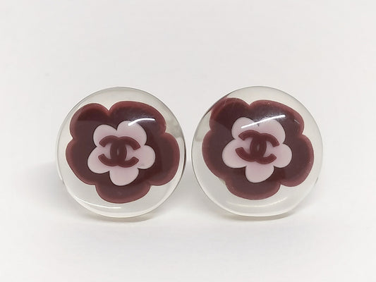 Chanel Camellia CC Resin Stud Earrings
