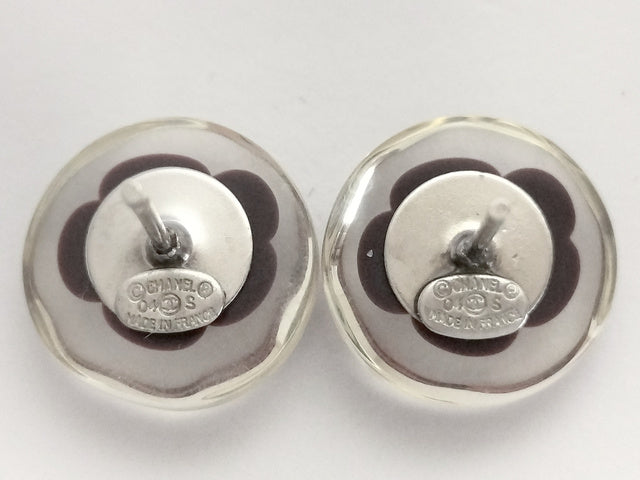 Chanel Camellia CC Resin Stud Earrings