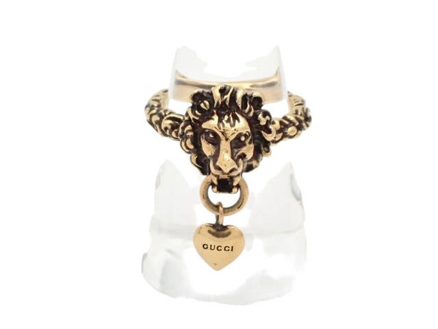 Gucci Lion Head Ring with Heart Charm – M/L