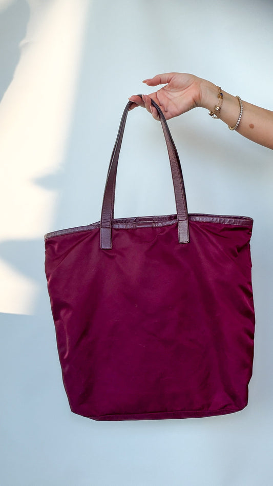 Prada Burgundy Nylon Tote