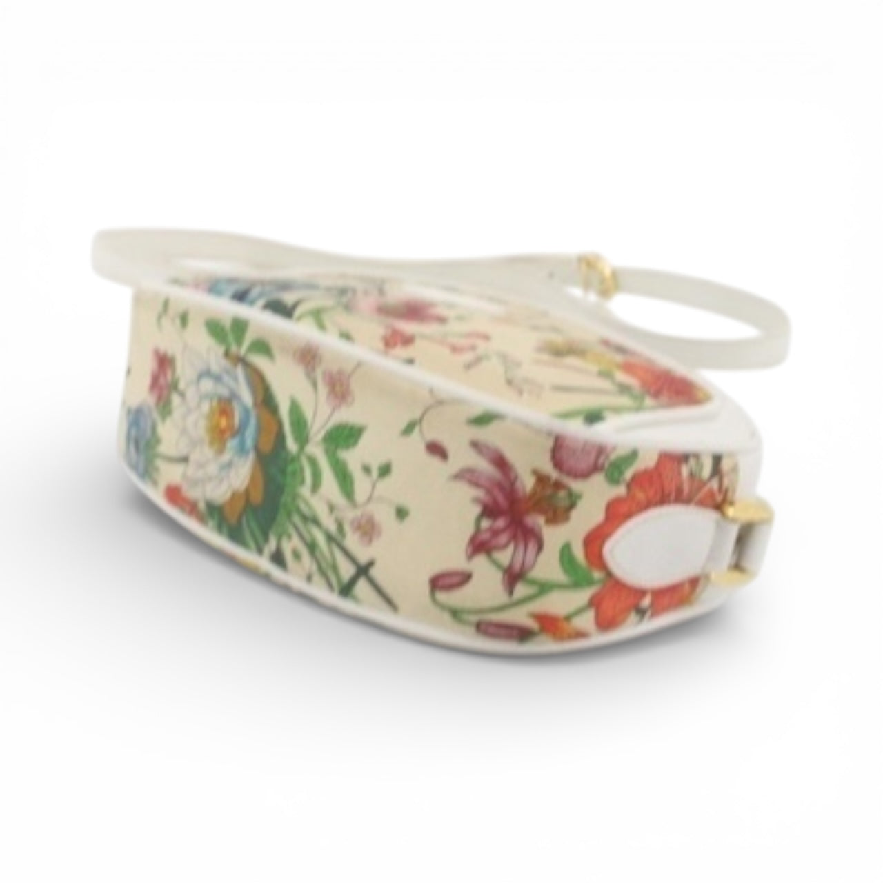 Gucci Flora Canvas Crossbody Bag – White Leather Trim