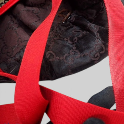 Gucci GG Canvas Tote – Red Leather Trim & Front Zip Pouch