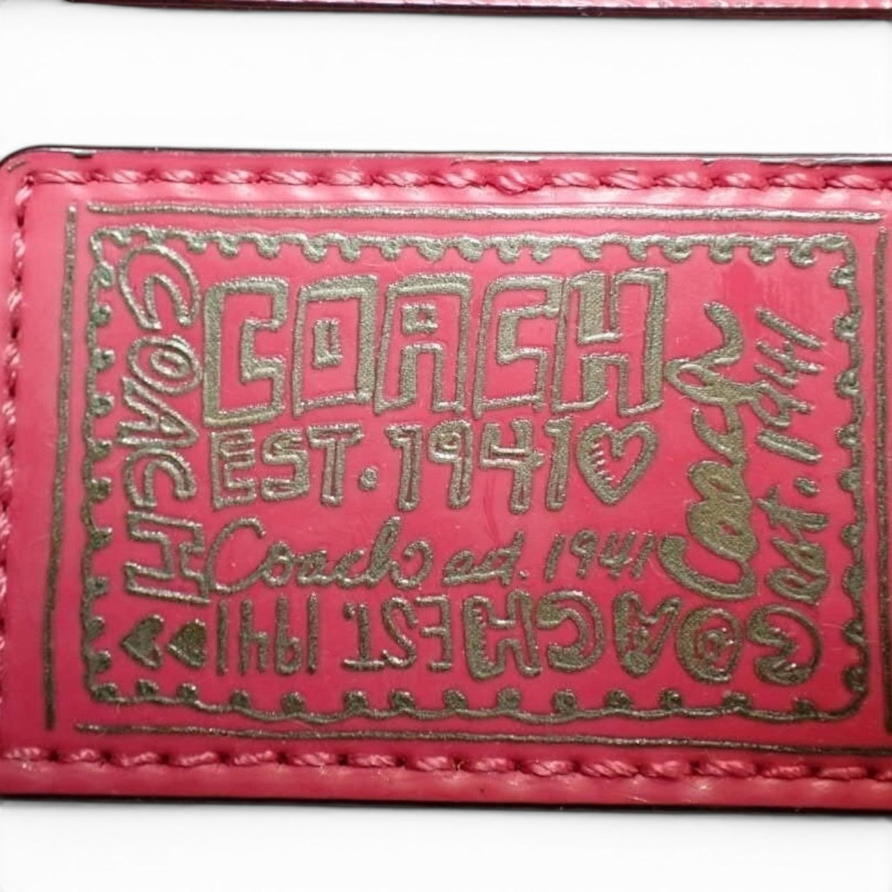 COACH Signature Pink Shoulder Bag with Heart Charm