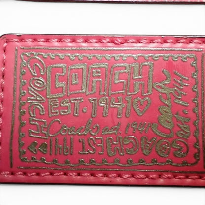 COACH Signature Pink Shoulder Bag with Heart Charm