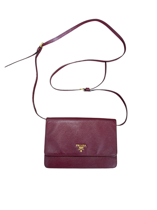 Prada Saffiano Leather Shoulder Bag – Burgundy