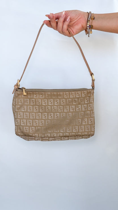 Vintage Fendi Zucchino Shoulder Bag – Beige Monogram