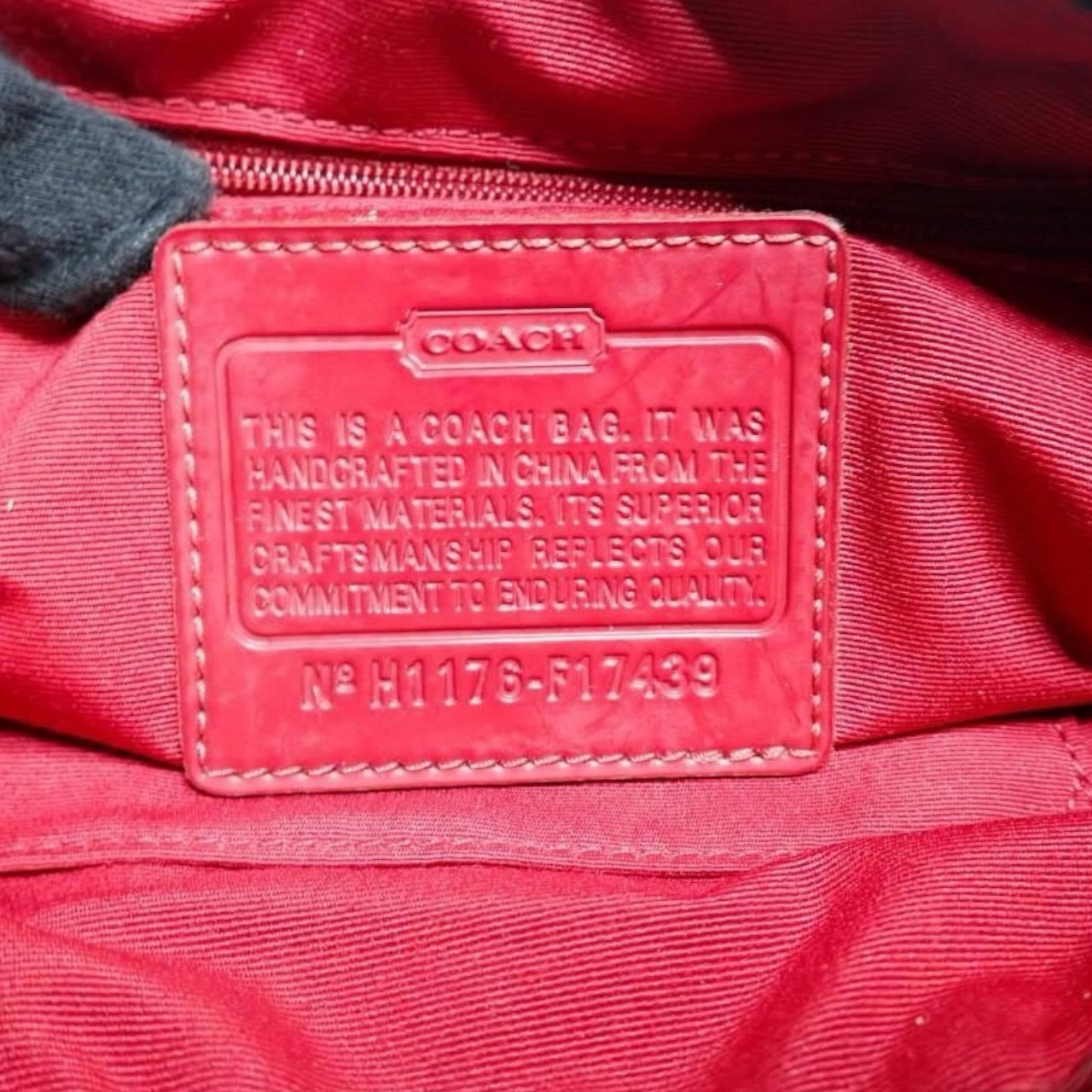 COACH Signature Shoulder Bag with Red Stripe