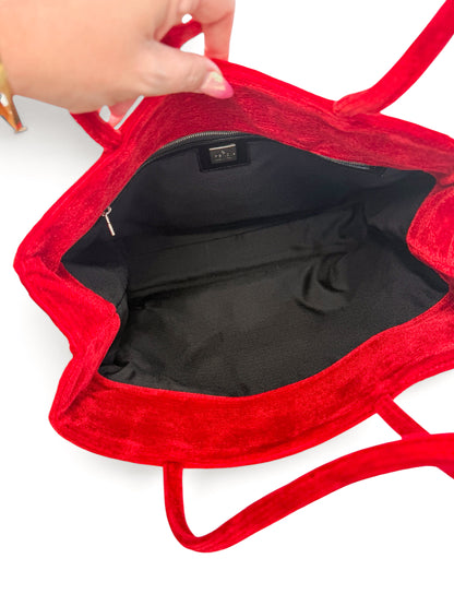 Fendi Red Velvet Tote Bag