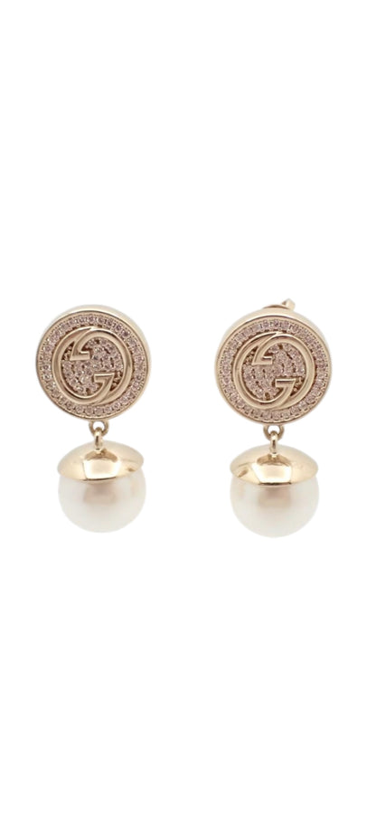 Gucci Double G Rhinestone Pearl Earring