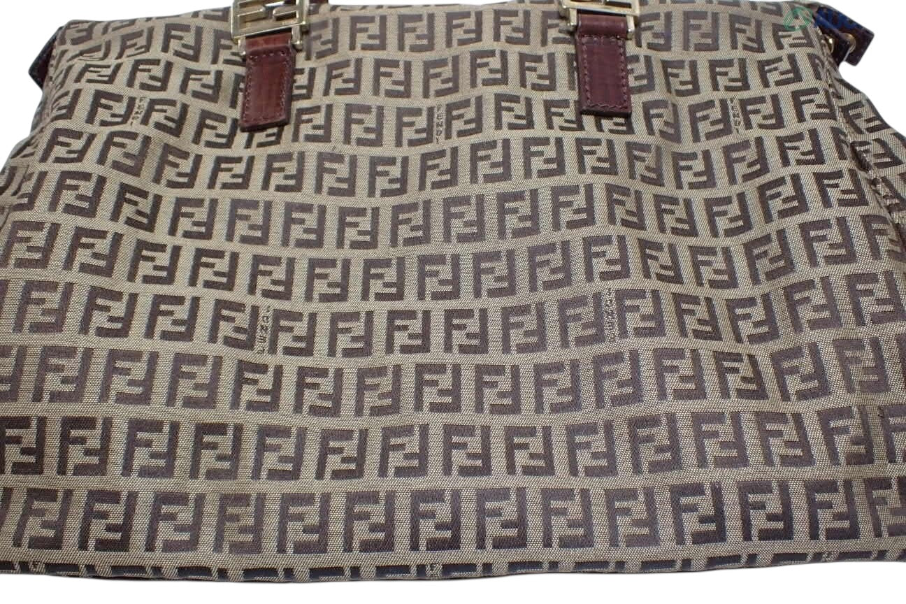 FENDI ZUCCA CANVAS SHOULDER TOTE