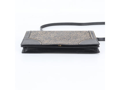 PRADA VINTAGE BLACK & GOLD DISTRESSED SHOULDER BAG