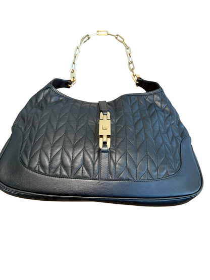 Gucci Tom Ford Era Jackie Matelassé Black Leather Chain Shoulder Bag