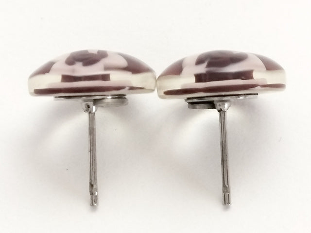Chanel Camellia CC Resin Stud Earrings