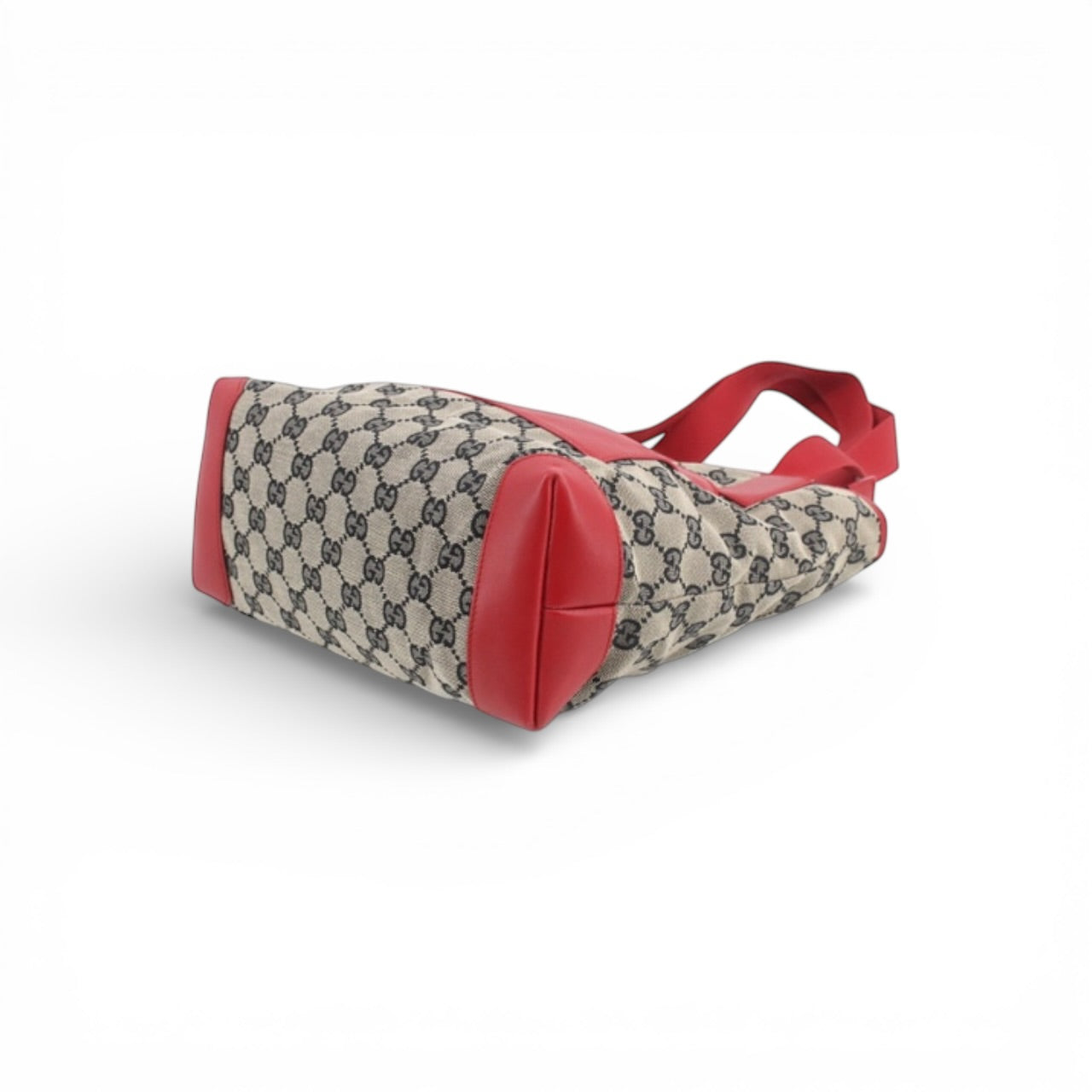 Gucci GG Canvas Tote – Red Leather Trim & Front Zip Pouch