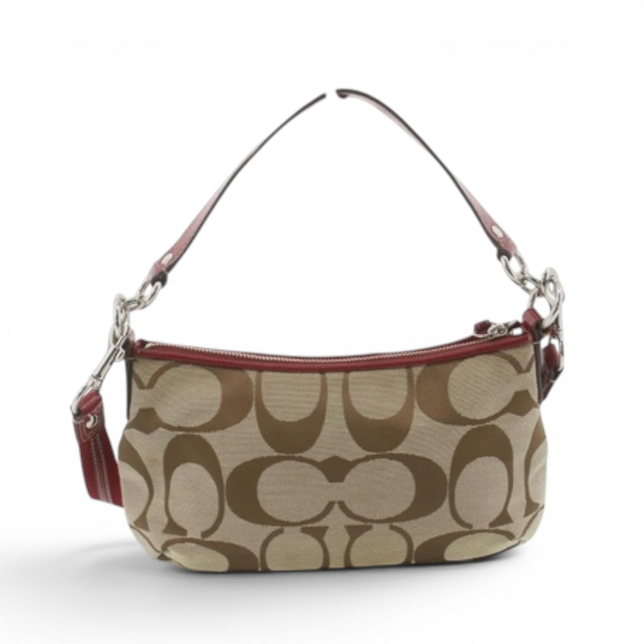 COACH Signature Shoulder Bag with Red Stripe
