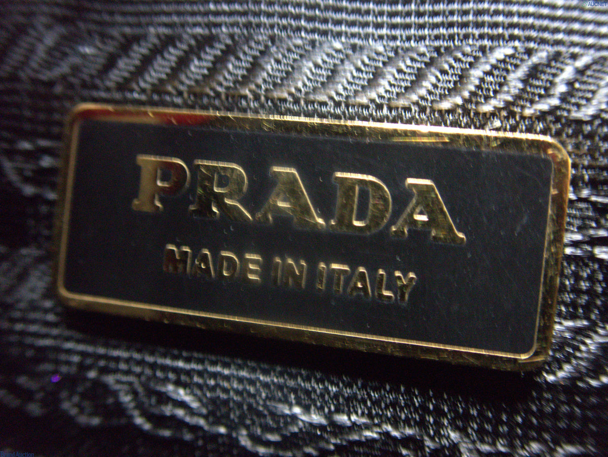 PRADA VINTAGE BLACK & GOLD DISTRESSED SHOULDER BAG