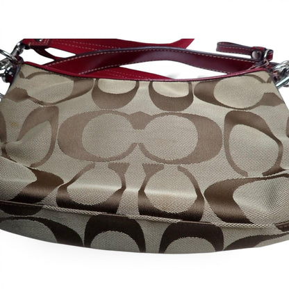COACH Signature Shoulder Bag with Red Stripe