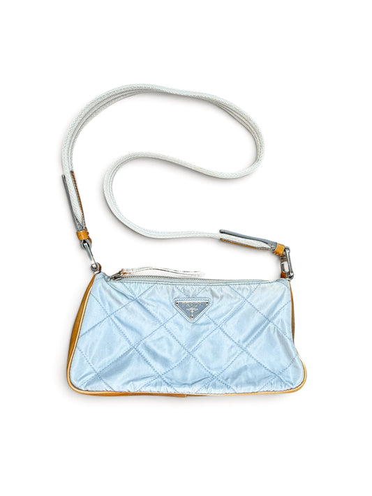 Prada Quilted Tessuto & Patent Shoulder Bag – Powder Blue & Mustard