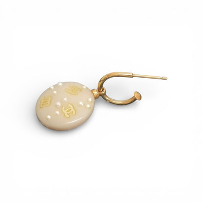 Chanel Coco F Faux Pearl Gold Earrings