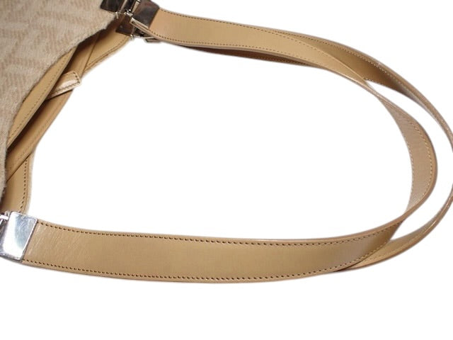 Fendi Zucchino Textured Shoulder Bag | Beige