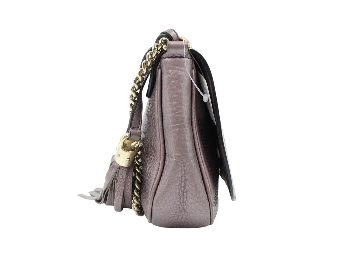 Gucci Soho Metallic Mauve Leather Chain Shoulder Bag