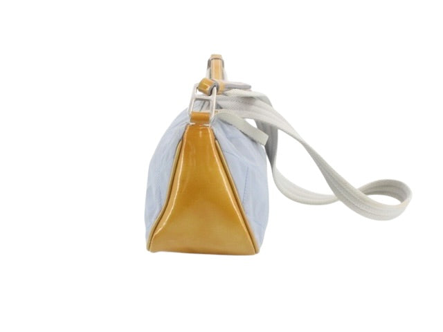 Prada Quilted Tessuto & Patent Shoulder Bag – Powder Blue & Mustard