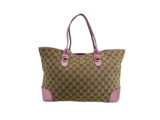 Gucci GG Canvas Tote with Pink Trim