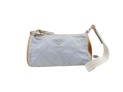 Prada Quilted Tessuto & Patent Shoulder Bag – Powder Blue & Mustard