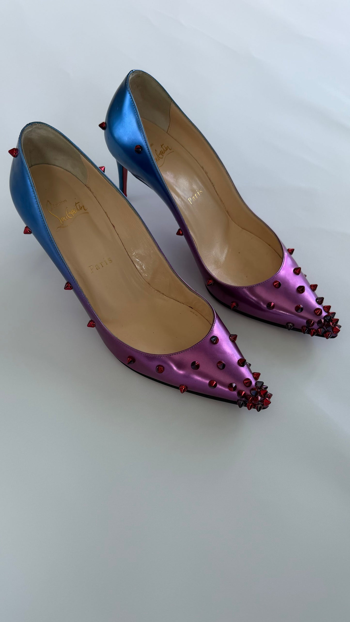 Christian Louboutin Spike Pumps – Blue/Purple Gradient size 38