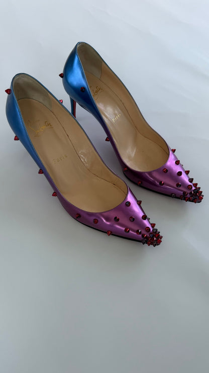 Christian Louboutin Spike Pumps – Blue/Purple Gradient size 38