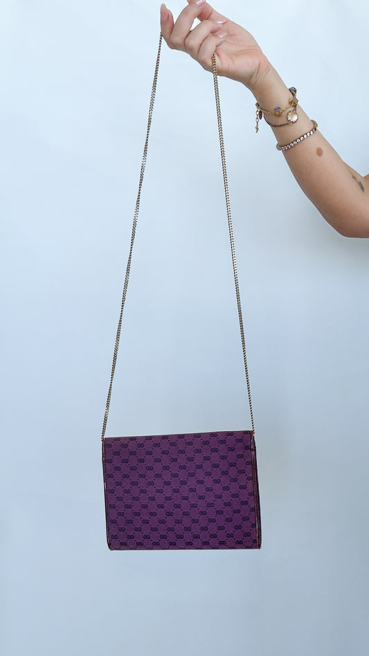 Gucci GG Monogram Chain Shoulder Bag – Purple