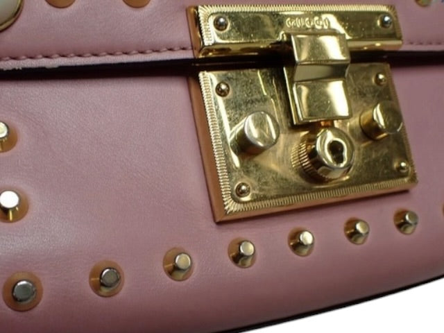 Gucci Padlock Pearl & Stud Mini Shoulder Bag – Pink Leather