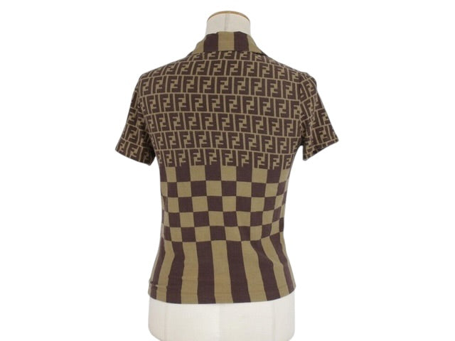 Authentic Fendi FF Knit Polo Top | Brown Monogram