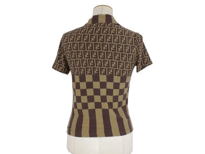 Authentic Fendi FF Knit Polo Top | Brown Monogram