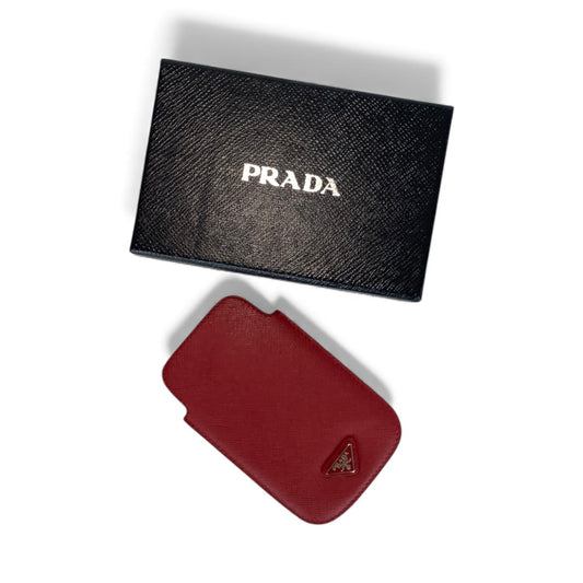 Vintage Prada 1990 Saffiano Leather Phone / Card Sleeve – Cherry Red